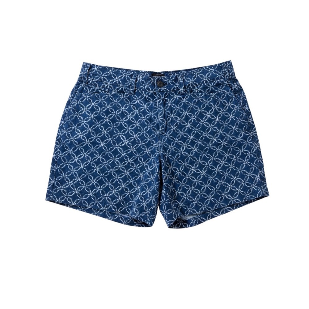 Lauren Ralph Lauren Blue Geometric Sashiko Print Cotton Shorts Womens 4 Indigo